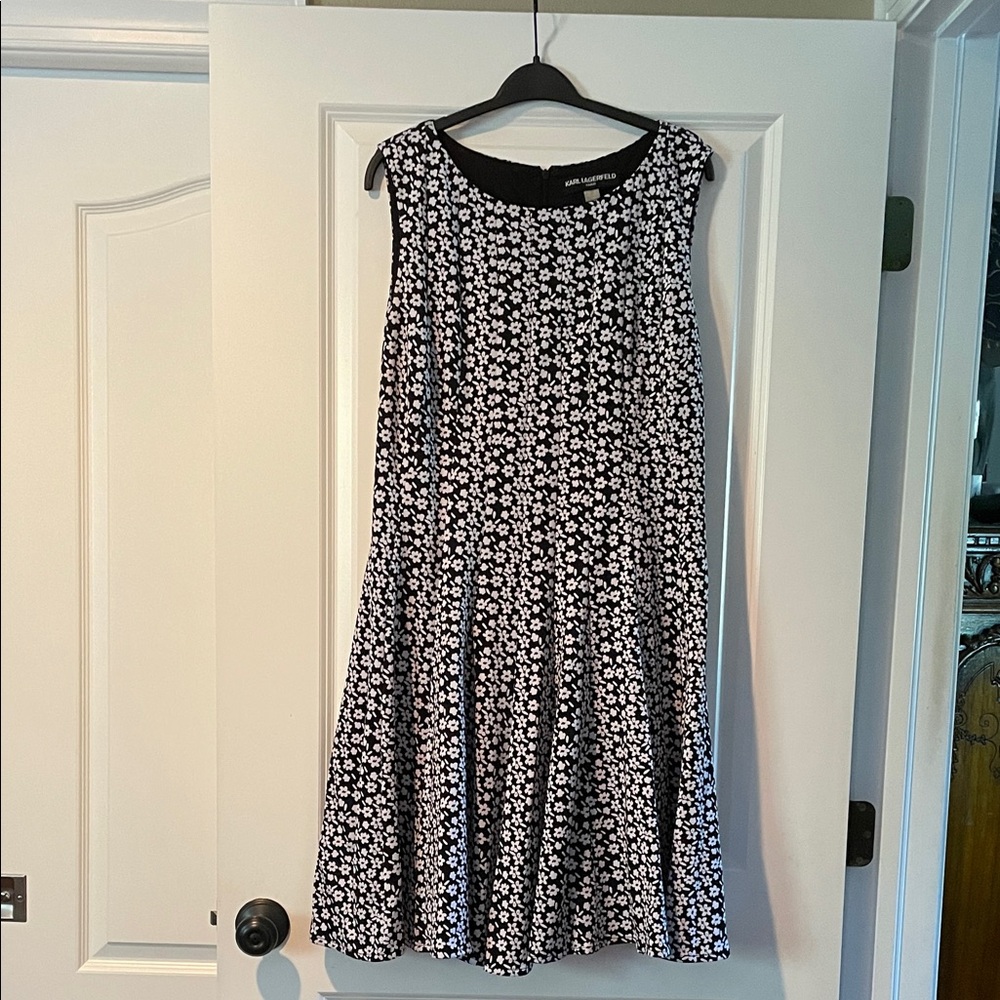 Karl Lagerfeld Black and White Floral Midi Dress